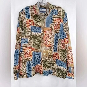 Alfred Dunner Women Zip-Up Lightweight Summer Jacket Artsy Bohemian Plus Size 16